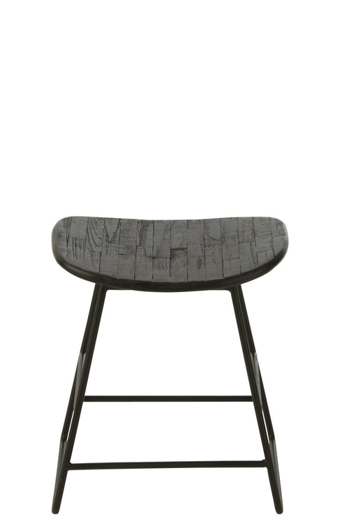 J-Line stoel Rechthoekig - gerecycleerd hout - zwart - small
