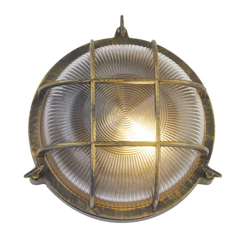 Bulkhead Buitenlamp, zwart goud aluminium, IP44