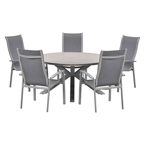 Garden Impressions Tuinset Hilly 6-delig taupe - Tulli tuintafel Ø148x75 cm