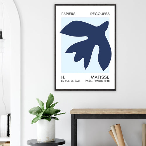 Artfulprints Poster Matisse – Floating forms navy blue I   - 70x100 cm - Blauw