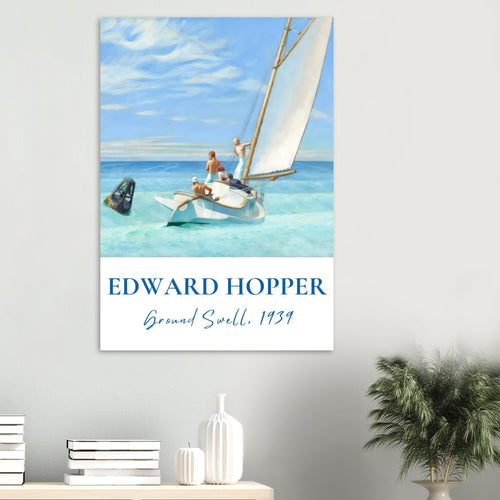 Artfulprints Poster Edward Hopper - Ground swell   - A4 21x29.7 cm - Blauw