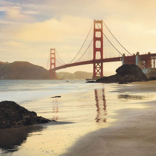 Sanders & Sanders fotobehang Golden Gate bridge rood, zandkleurig en blauw - 400 x 250 cm - 612513
