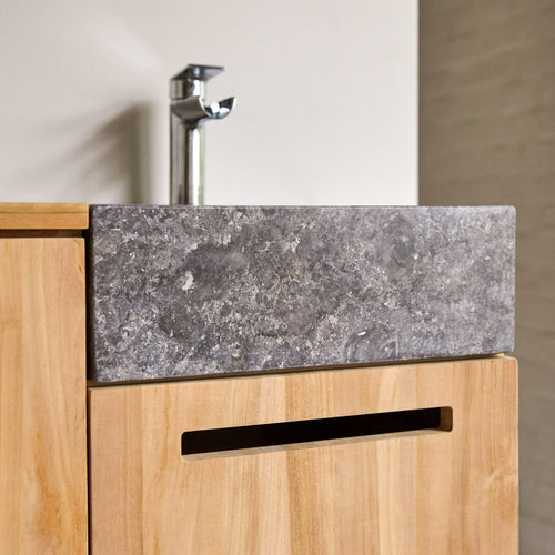 Tikamoon Badkamermeubel in massief teakhout en marmer 85 cm - Naturel - vtwonen shop