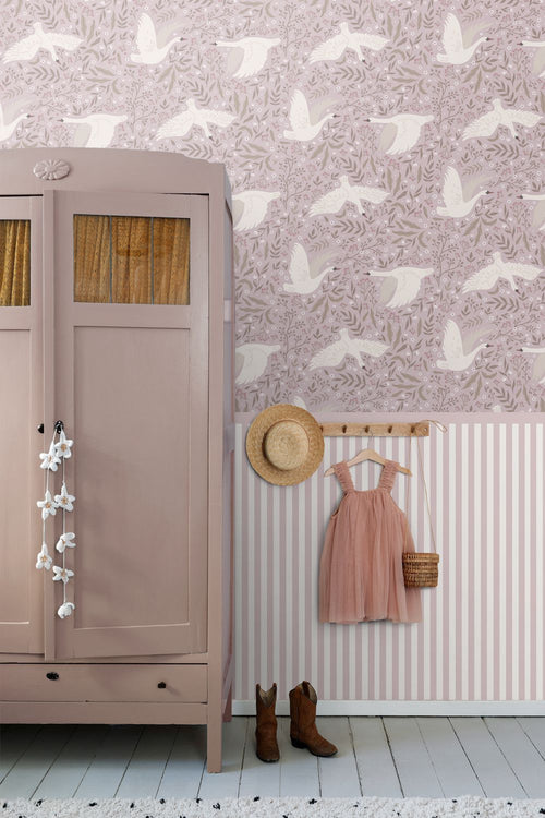 ESTAhome behang zwanen lila paars - 53 cm x 10.05 m - 130959