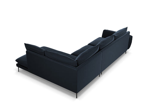 Cosmopolitan Design rechter hoekbank Vienna 6-zits, flueel, donkerblauw - 185x275x95cm