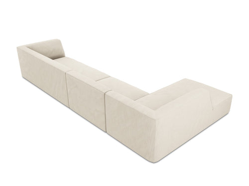 Micadoni linker hoekbank Ruby 5-zits, ribfluwelen, lichtbeige - 180x366x69cm