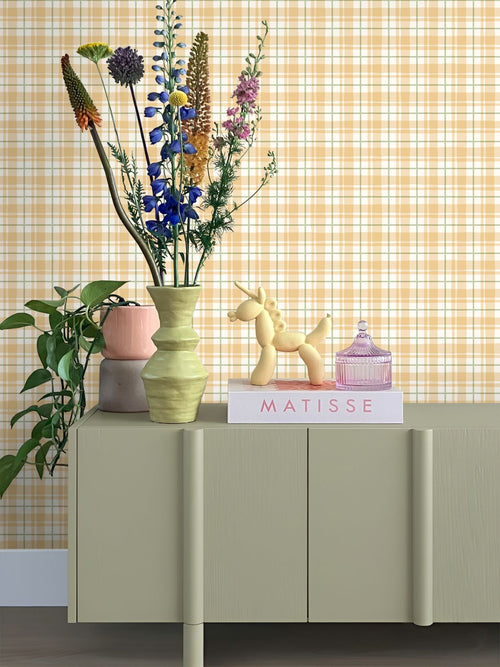 ESTAhome behang ruitjes geel en groen - 50 x 900 cm - 131950