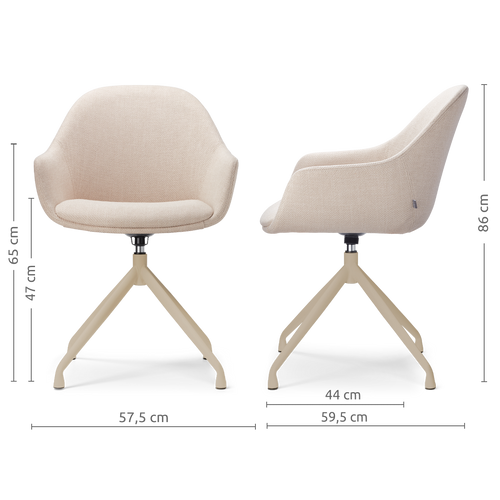 Nolon Nola-Mae draaibare eetkamerstoel beige beige onderstel