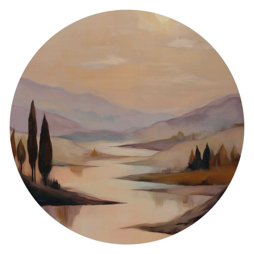 Reinders Landschap II glasschilderij -  bruin - woonkamer - Ø 70cm