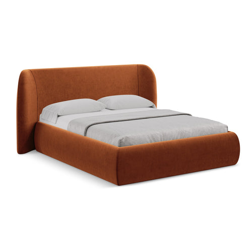 LaMiaSofa Bed met opbergruimte Trieste - velours - terracotta - 210x215x110