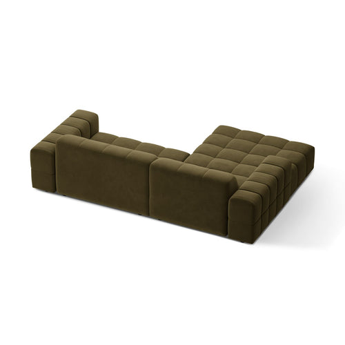Cosmopolitan Design - Linker hoekbank Chicago 3-zits, flueel groente - 167x234x78cm