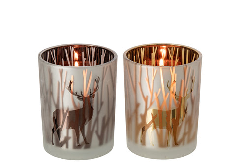 J-Line kaarshouder Hart - glas - bruin/donkerbruin - medium - 2 stuks