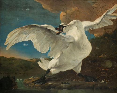 Sanders & Sanders fotobehang De Bedreigde Zwaan van Jan Asselijn bruin - 350 x 279 cm - 950048 - vtwonen shop