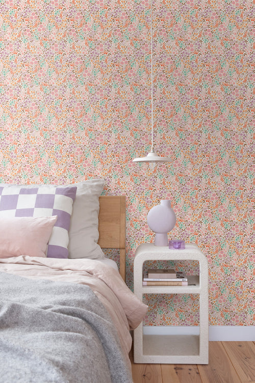 ESTAhome behang bloemetjes roze en blauw - 50 x 900 cm - 131579 - vtwonen shop