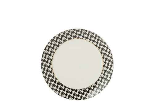 J-Line bord Pied-De-Poule - porselein - wit/zwart - medium - doos van 4 - vtwonen shop