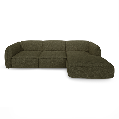 Sia Home - Rechte hoekbanken LIVIA - Bouclette stof - Olijfgroen - 272cm - vtwonen shop