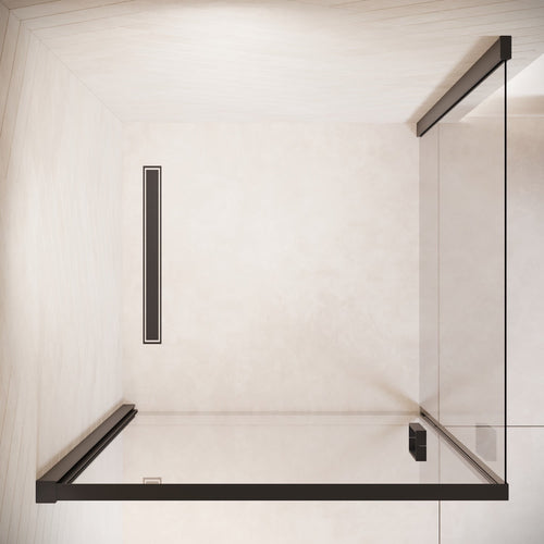 Badplaats Douchecabine Alava 100 x 100 x 190 cm – Zwart – Douchewand met Draaideur