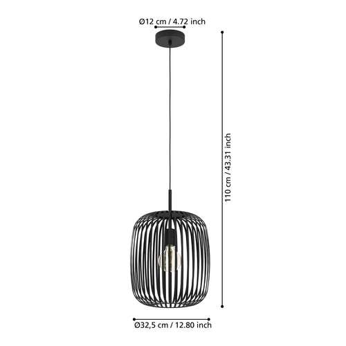 EGLO hanglamp Romazzina - e27 - ø 32,5 cm - zwart/geelkoper