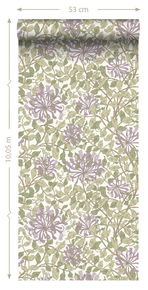 ESTAhome behang bloemen groen en paars - 50 x 900 cm - 131030 - vtwonen shop