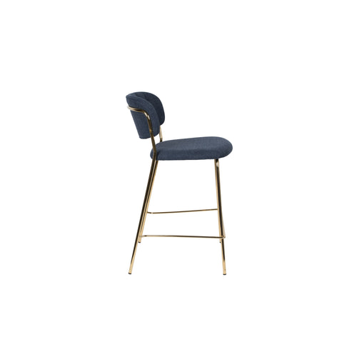 Housecraft Living Jolien Barkrukken rugleuning 65 cm Goud/ Donkerblauw - Set van 2
