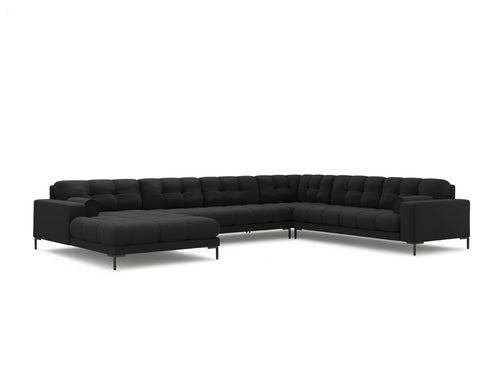 Cosmopolitan Design Panoramische hoekbank rechts Bali 7-zits, structurele stof, donkergrijs - 256x327x75cm