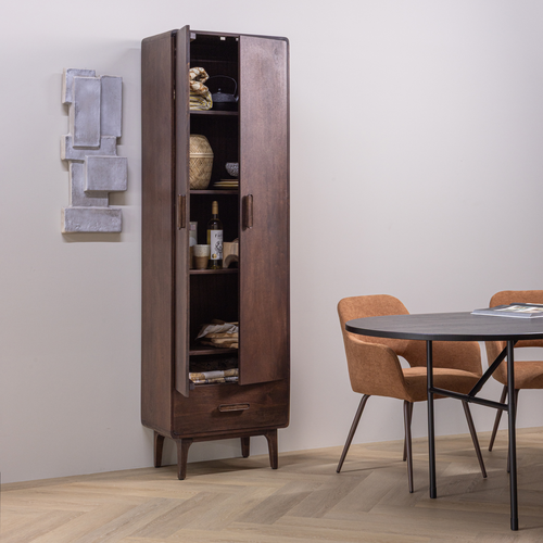 WOOOD hoge kast Liya - Mangohout - Donkerbruin - 200x60x35
