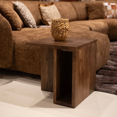 Giga Meubel Bijzettafel Onni - Vierkant Donkerbruin Hout - 42x42x45cm