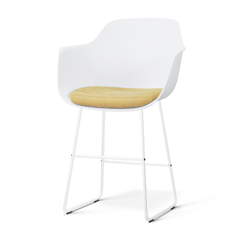 Nolon Nino-Liz barkruk wit met warm oker zitkussen - wit onderstel - 65 cm