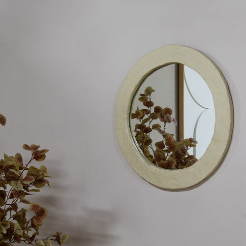 Giga Meubel Spiegel Paige - Rond - Naturel - 60cm