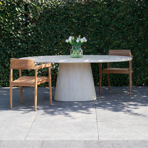 DÉJA Living Tuintafel Brunn - Travertin - Ovaal - 200x100x76cm