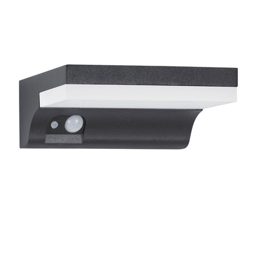 Merano Brantford Buiten Bewegingssensor Wandlamp Antraciet Aluminium, LED 1.5W 152Lm 3000K IP65 Solar / Geschakeld