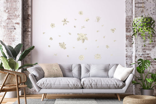 Sanders & Sanders muursticker bloemen warm grijs - 65 x 42.5 cm - 601340