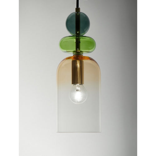 Nova Luce MURANO Slanke hanglamp voor aan het plafond, glanzend lichtgroen, donkergroen, oranje, zandgoud, E14, 1x5W