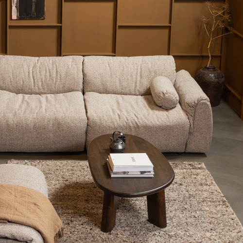 WOOOD rolkussen Baggy - Geweven Stof - Bruin Melange  - 23x50x23 - vtwonen shop