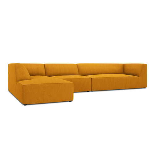 Cosmopolitan Design - Modulaire hoekbank links Siena 5-zits, ribfluwelen geel - 180x366x69cm