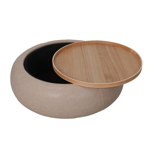 DÉJA Living Salontafel Draby - Taupe/Naturel - Met Opbergruimte - Ø102cm - vtwonen shop