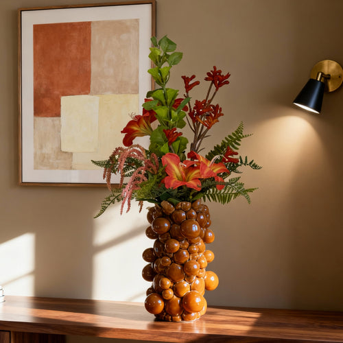 Maxifleur Kunst boeket Vivienne Madrid 55cm Oranje