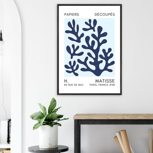 Artfulprints Poster Matisse – Coral shadows navy blue I   - 50x70 cm - Blauw
