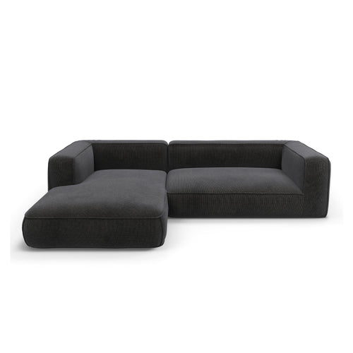 Premium Interiors - Linkerhoekbank SOFIA - kruisweefsel grijs 255cm