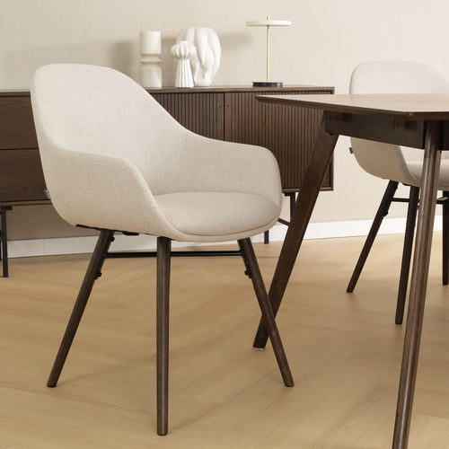 Nolon Nena-Mae Eetkamerstoelen Set van 4 - Beige - Walnoot - vtwonen shop