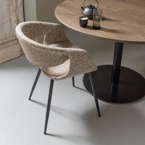 WOOOD eetkamerstoelen Yossi Metalen Zwarte Poot - Zand - Set van 6