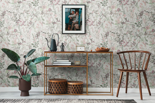 A.S. Création behang bloemen wit, groen, lila paars en roze - 53 cm x 10.05 m - AS-388251 - vtwonen shop