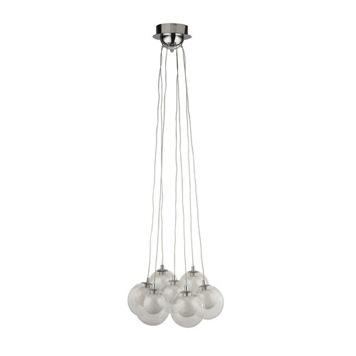 Searchlight CLUSTER - 7 Light Led Ball Ceiling Pendant - Chroom, glas en kristallen zandballen