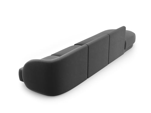 Micadoni linker bank Miley 4-zits, flueel, grijs - 90x323x70cm