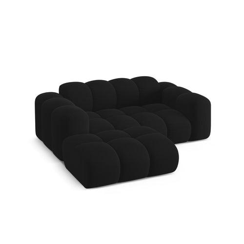 Cosmopolitan Design - Linker hoekbank Treno 2-zits, flueel zwart - 164x180x70cm