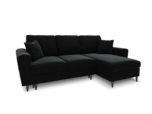 Cosmopolitan Design Omkeerbare converteerbare hoekbank met opbergdoos Kyoto 4-zits, flueel zwart - 145x241x88cm