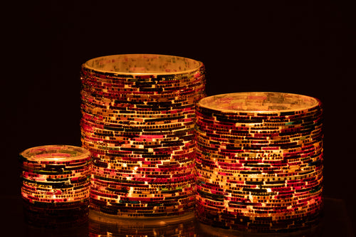 J-Line kaarshouder Kralen - glas - roze/goud - large - vtwonen shop