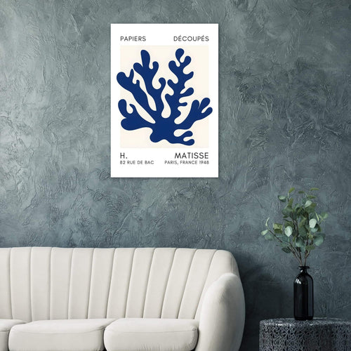 Artfulprints Poster Matisse – Saltflower shapes navy blue II   - 70x100 cm - Blauw