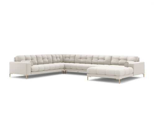 Cosmopolitan Design Panoramische hoekbank links Bali 7-zits, structurele stof, lichtbeige - 256x327x75cm