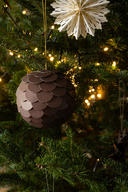 vtwonen - Kerstballen - Papier - Donkerbruin - 7 cm - Set van 6